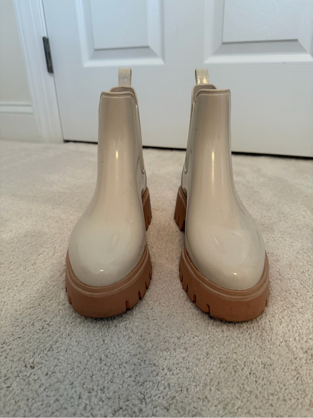 Dolce Vita Cream Patent Leather Chelsea Boots